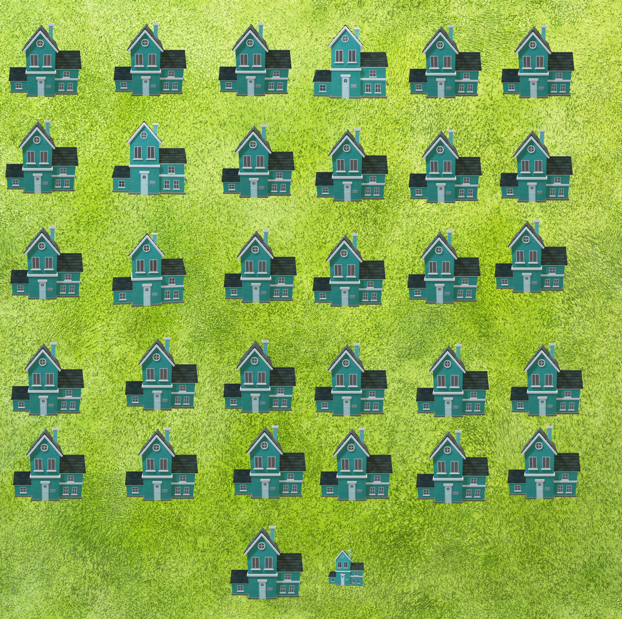 Green Background with Houses to show density